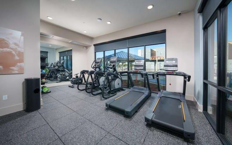 a gym with exercise equipment
