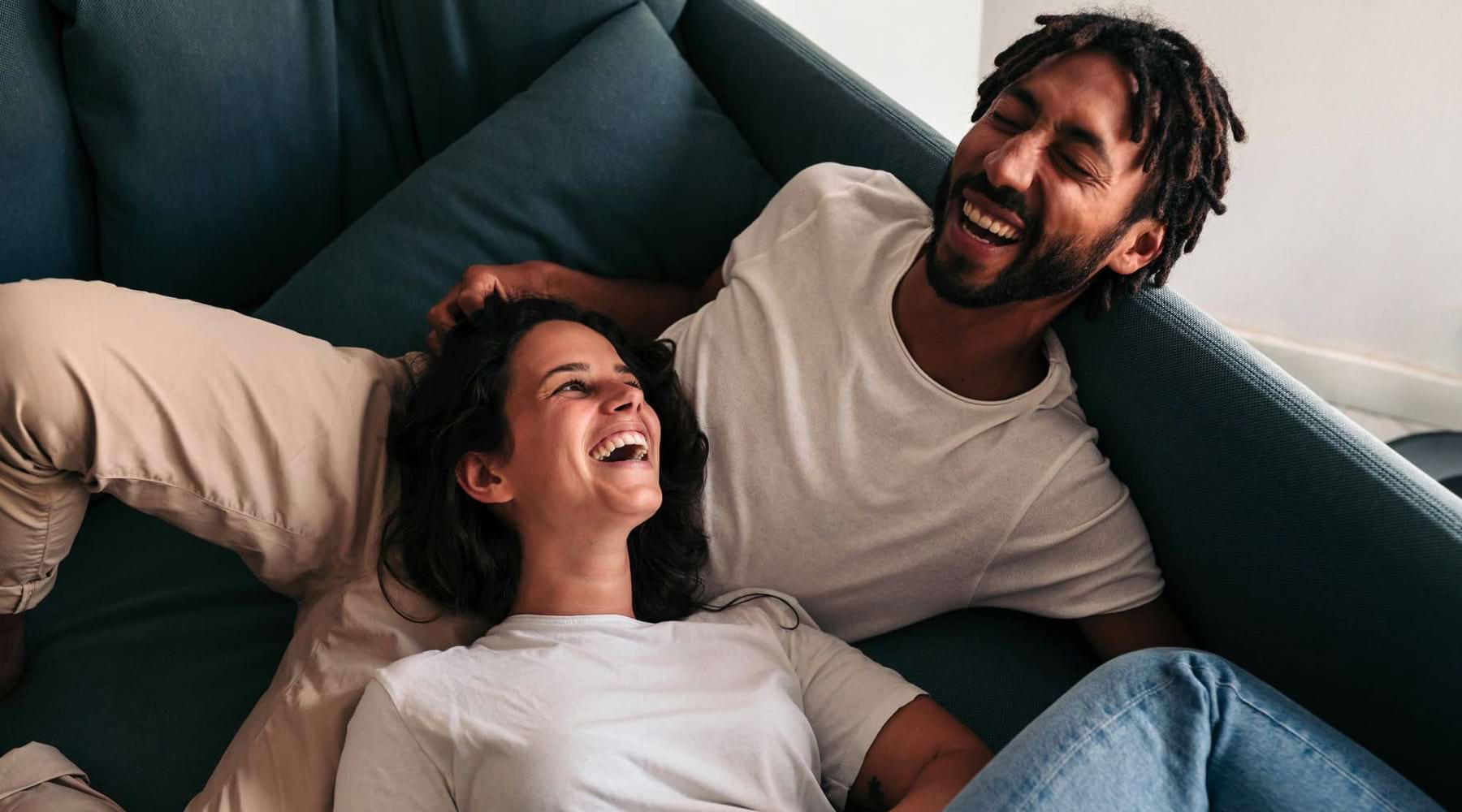a man and woman laughing